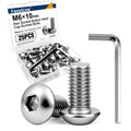 25PCS M6x10 Button Head Socket Cap Screws, 304 Stainless Steel