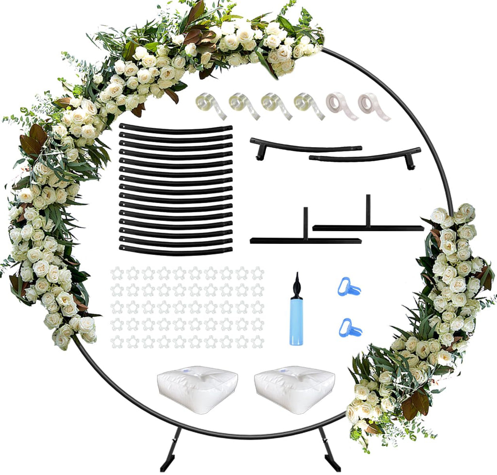 Large Wedding Arch for Ceremony 7Ft, Circle Arch for Party, Black