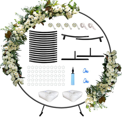 Large Wedding Arch for Ceremony 7Ft, Circle Arch for Party, Black