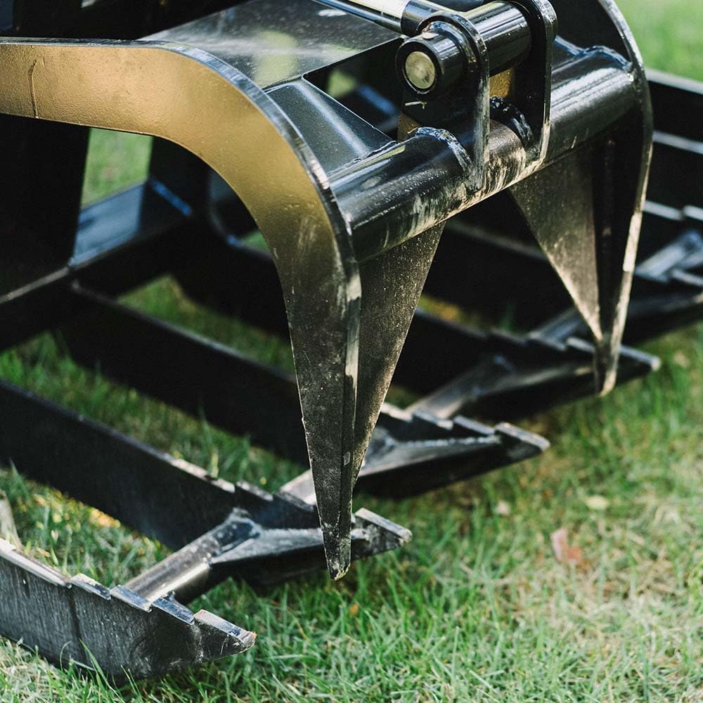 72" Standard Series Skid Steer Root Grapple Bucket, SSQA Attachment, Twin 3,000 PSI Cylinders, 1/2in Thick Steel