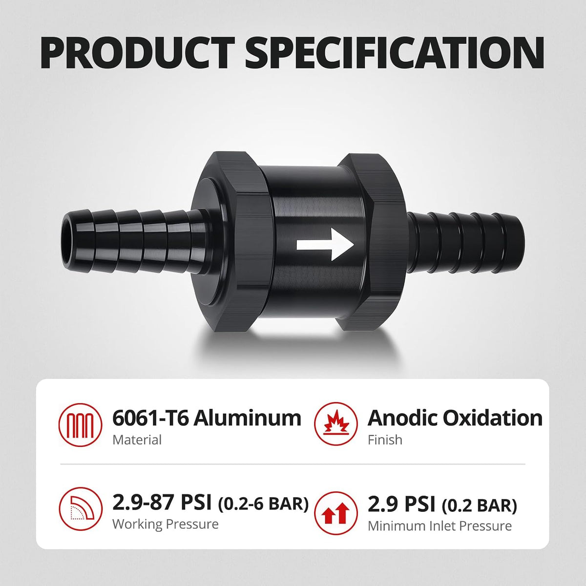 EVIL ENERGY 5/16" Fuel Check Valve One Way Inline Non Return Diesel Gasoline Black (8mm OD,2PCS)