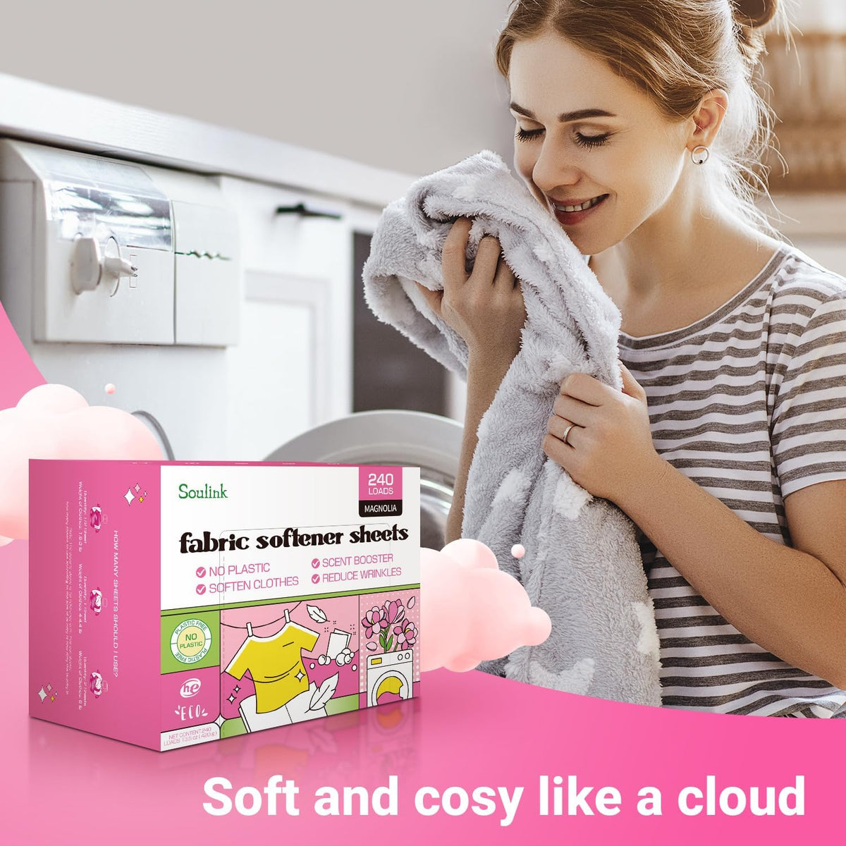 Fabric Softener Sheets for Washing Machine, Magnolia, 240 Loads