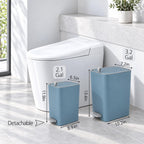 Small Bathroom Trash Can with Lid, 2.1 Gallon Slim Step Trash Can, Blue