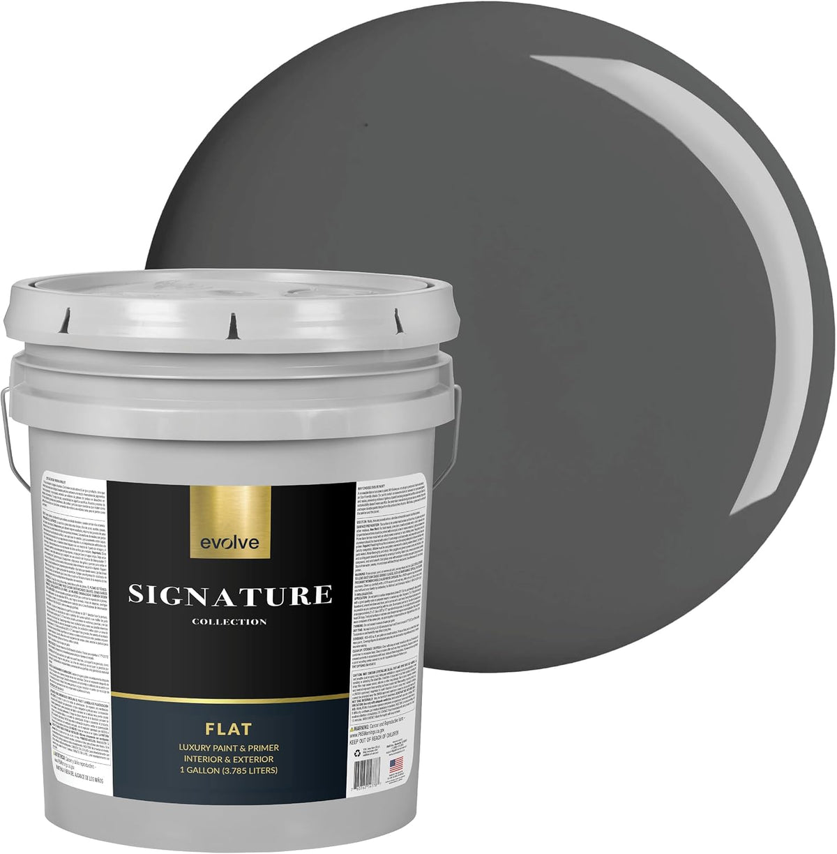 Signature Collection Luxury Interior Paint & Primer, Flat Sheen (Slate Gray), 5 Gallon – Premium One-Coat Coverage