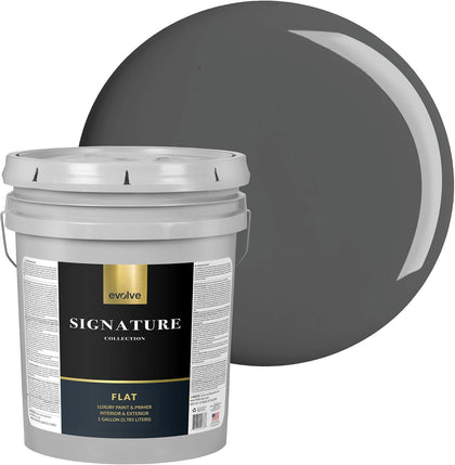 Signature Collection Luxury Interior Paint & Primer, Flat Sheen (Slate Gray), 5 Gallon – Premium One-Coat Coverage