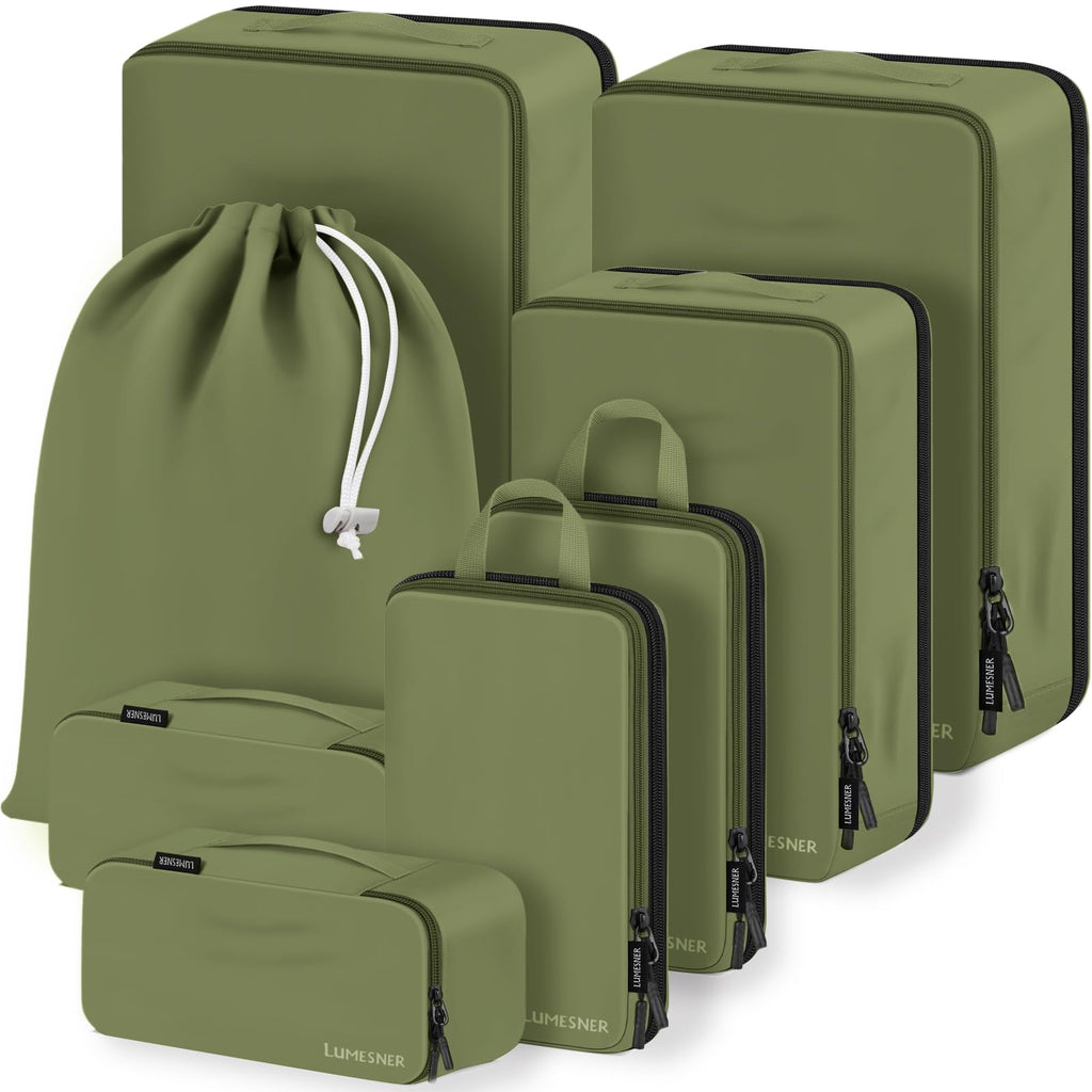 8 Set Compression Packing Cubes, Travel Suitcase Organizers