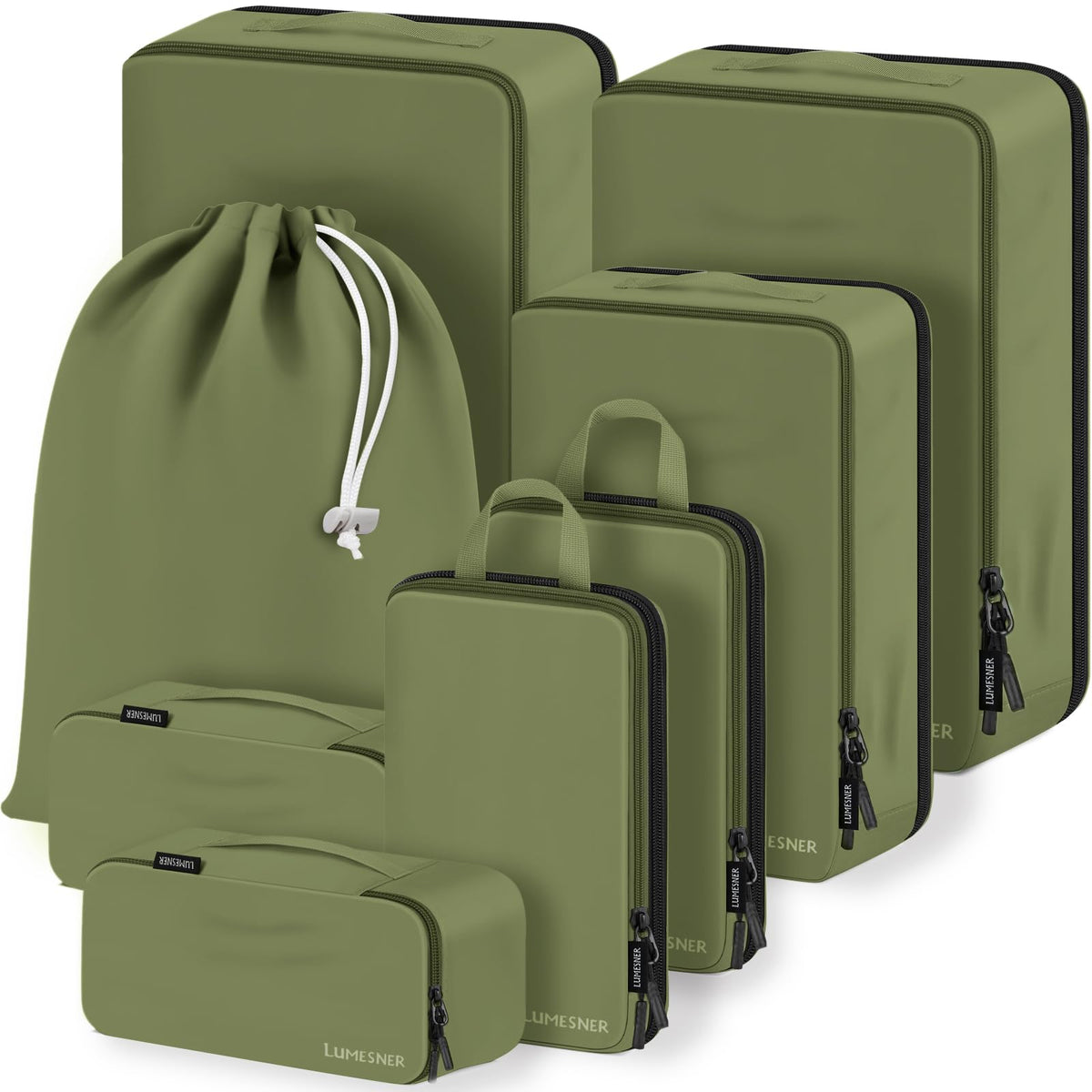 8 Set Compression Packing Cubes, Travel Suitcase Organizers
