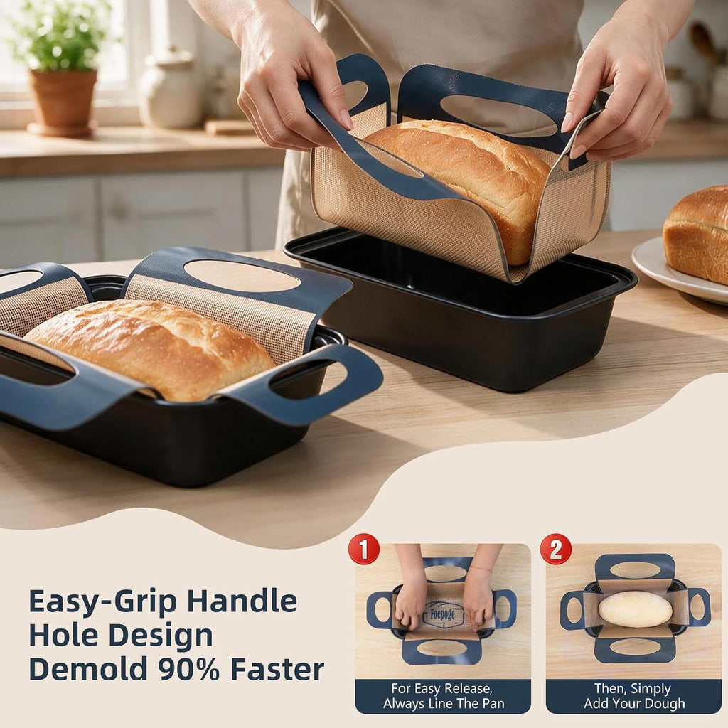 Loaf Pan with Liners Set: Nonstick 9 x 5 Inch Bread Pan for Homemade Baking