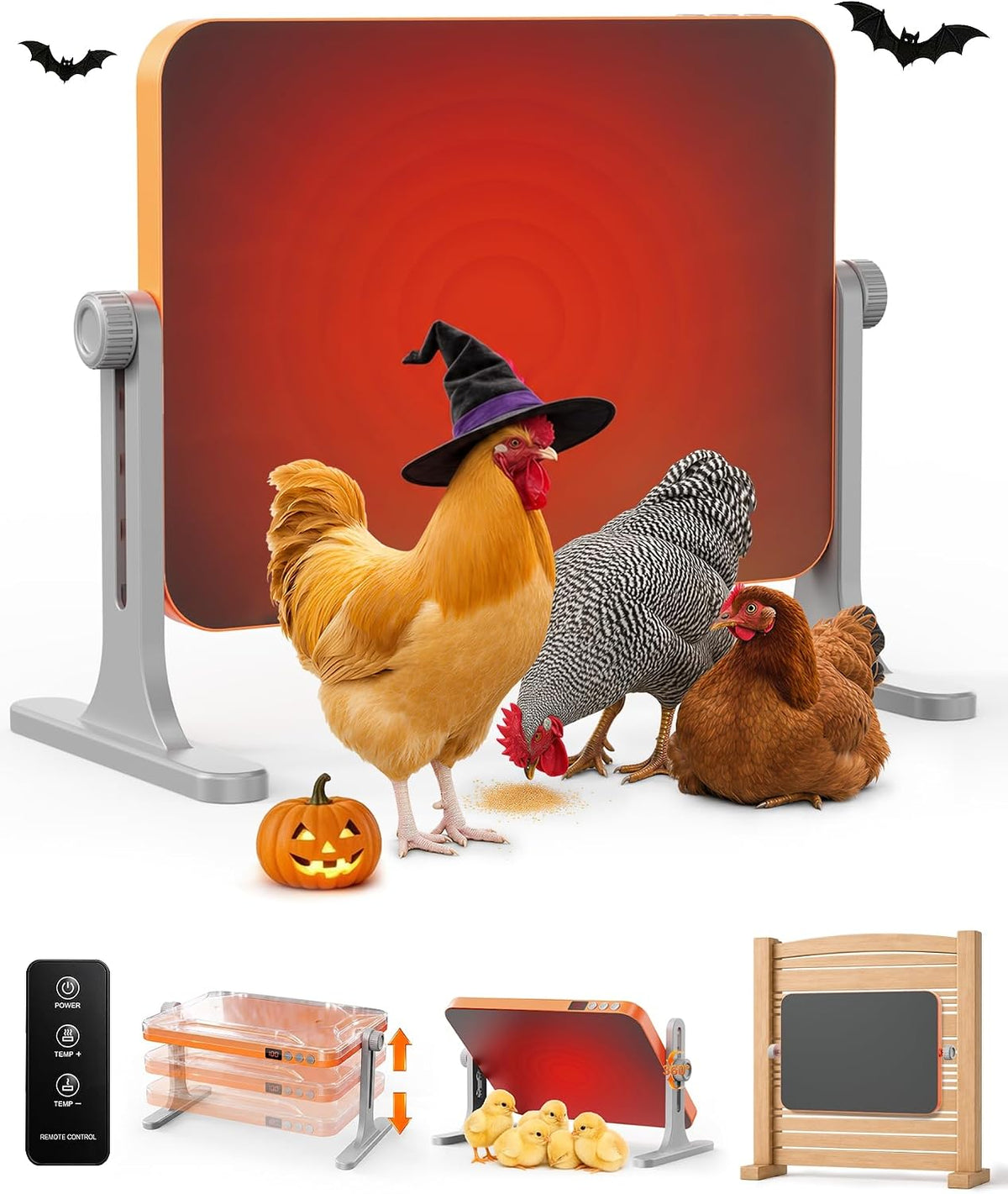 Multi-Angle Chicken Coop Heater 200W Smart Brooder Remote Control