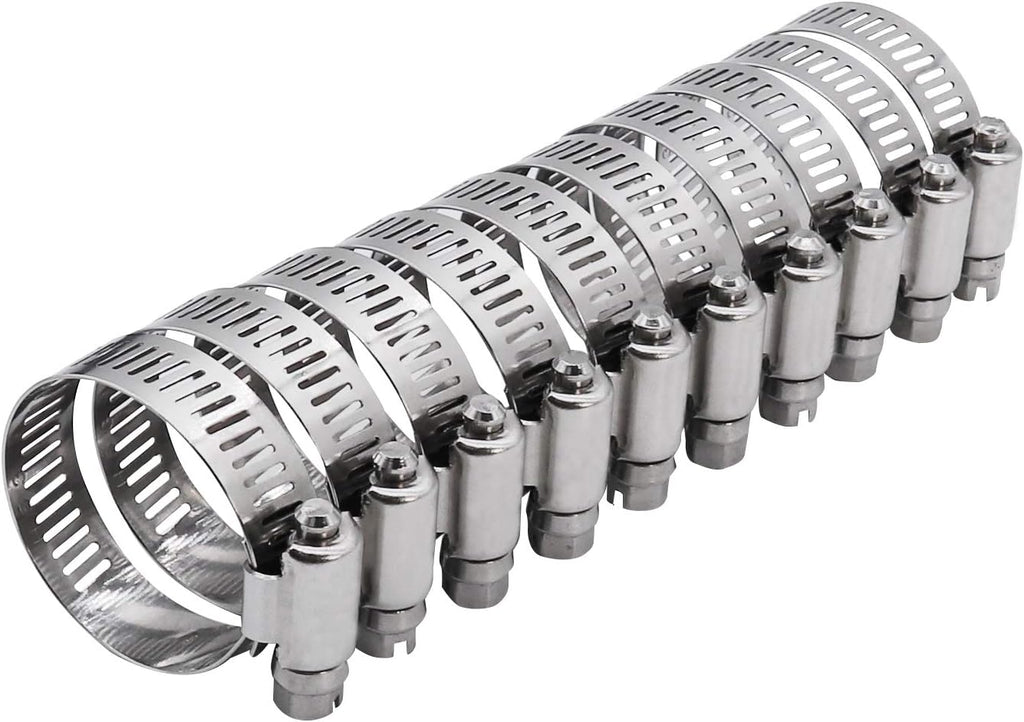 2.25" Hose Clamp Full Stainless Steel 46mm - 70mm,10 Pack | 2.25 Hose clamp SAE 36 Size, Full Stainless Steel with