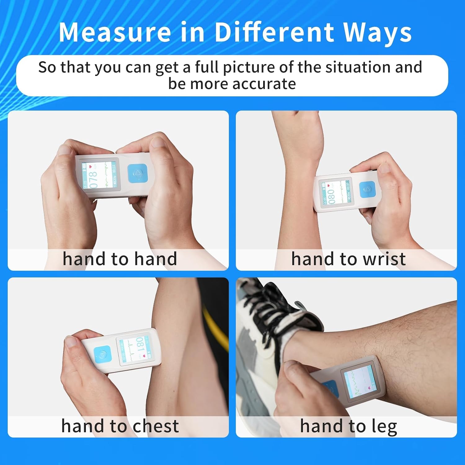 EKG Monitor Device, Personal Heart Rate Monitor with LCD Screen and Storage, Portable ECG Monitor Compatible with PC