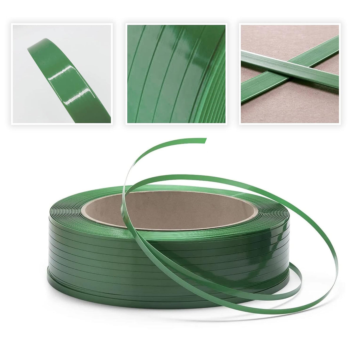 8NET 1/2'' Width x 7200 Length Polyester PET Strapping, Thickness: 0.020'', Break Strength: 600 lbs, Core: 16x6''
