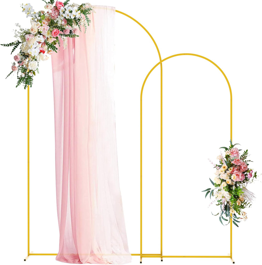 Wedding Arch Backdrop Stand 7.2FT,6FT Gold Metal Arch Stand Set