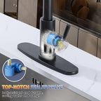 Kitchen Faucets with Soap Dispenser, Single Handle, Matte Black