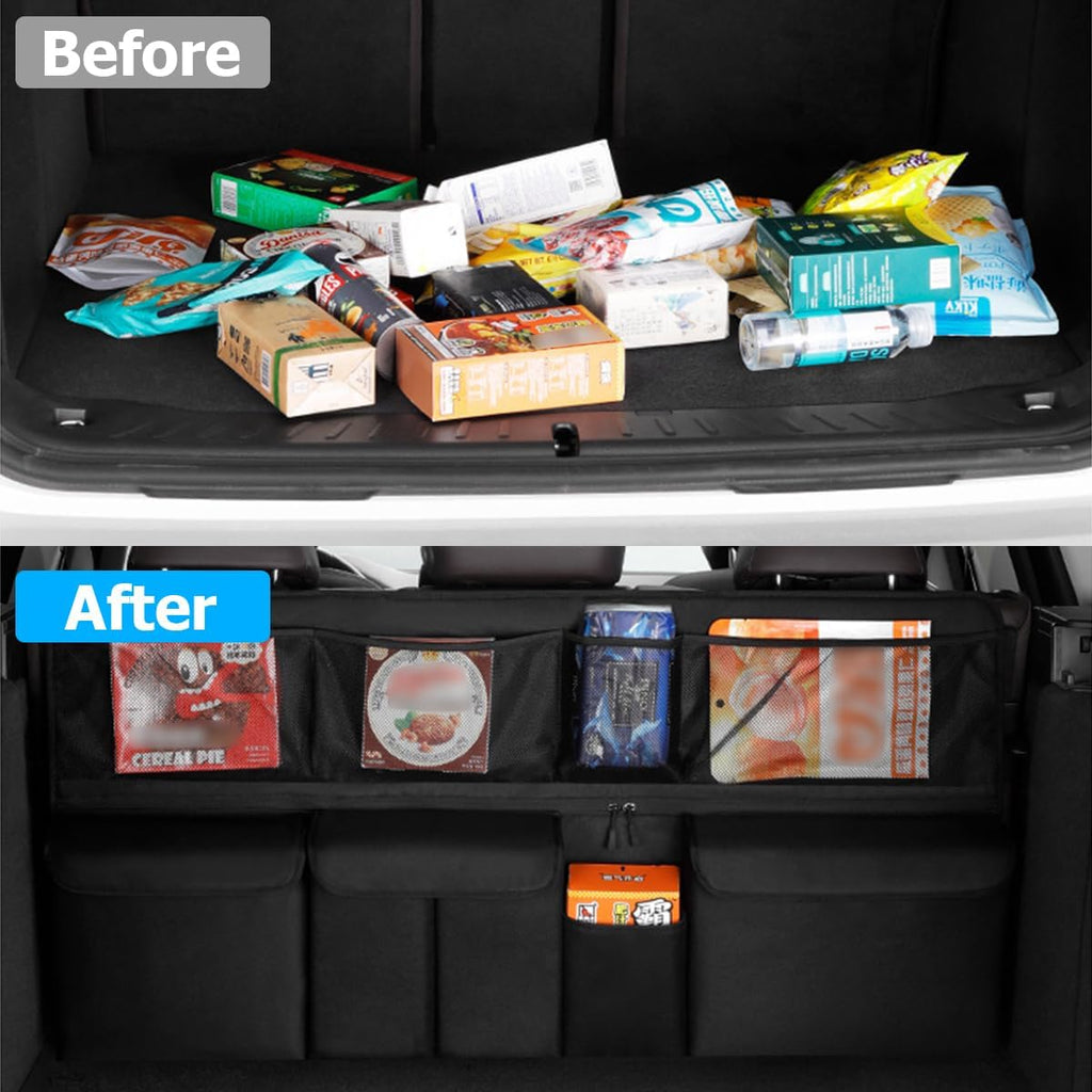 Car Trunk Organizer, Large Capacity Vehicle Backseat Hanging Storage Bag with 9 Pocekt, Space Saving Auto Seat Back
