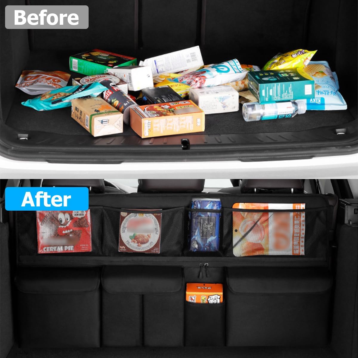 Car Trunk Organizer, Large Capacity Vehicle Backseat Hanging Storage Bag with 9 Pocekt, Space Saving Auto Seat Back