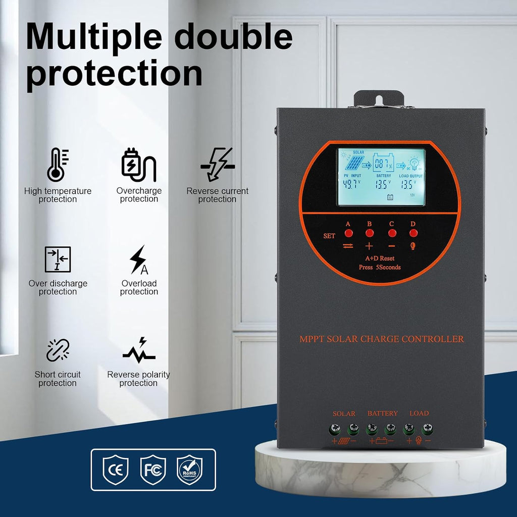 60A MPPT Solar Charge Controller 12V/24V/36V/48V Auto Max 160V LCD | Adjustable Parameter Solar Panel Charge