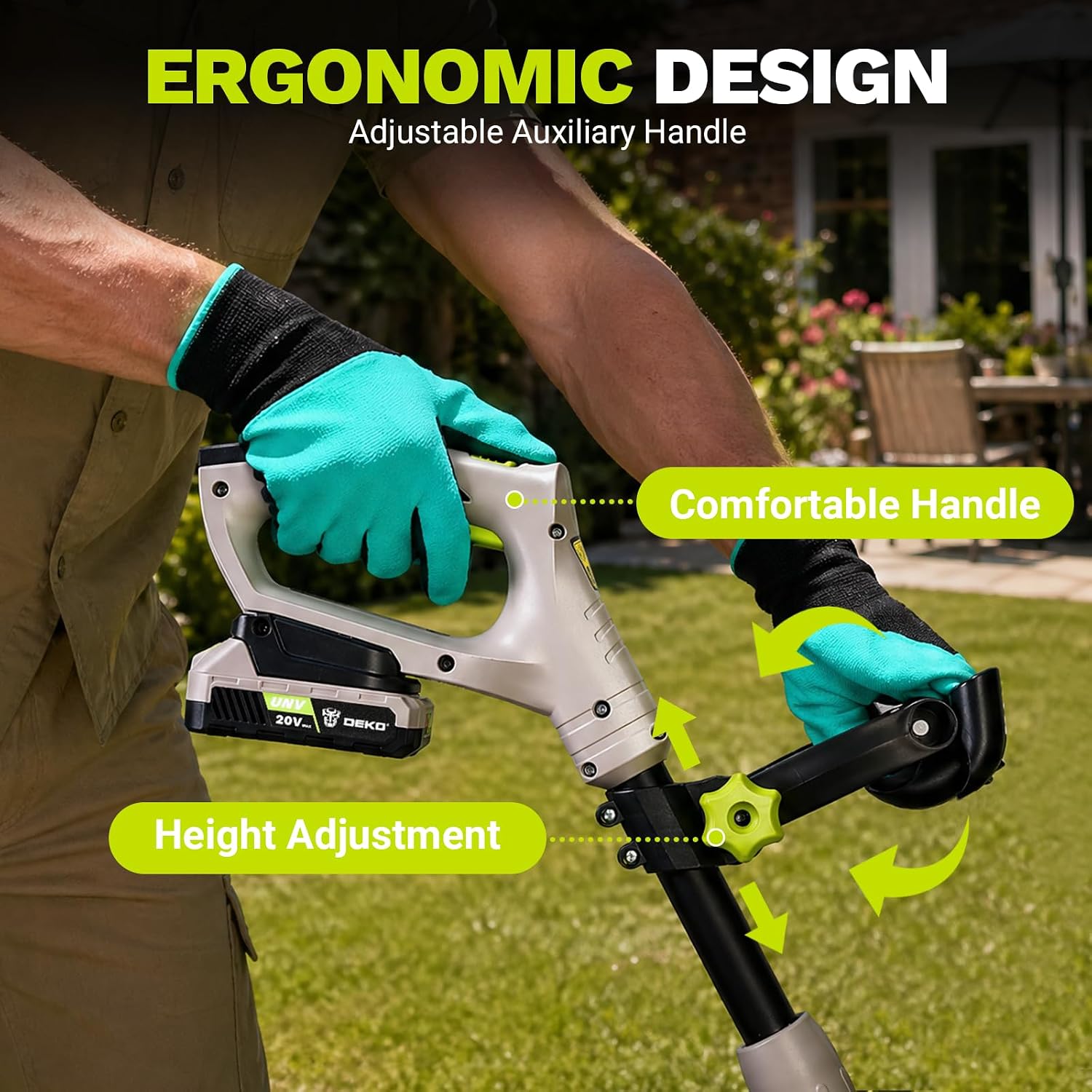 Cordless Tiller Cultivator for Gardening, 20V Electric Garden Tiller with Battery & Charger, Lightweight Battery