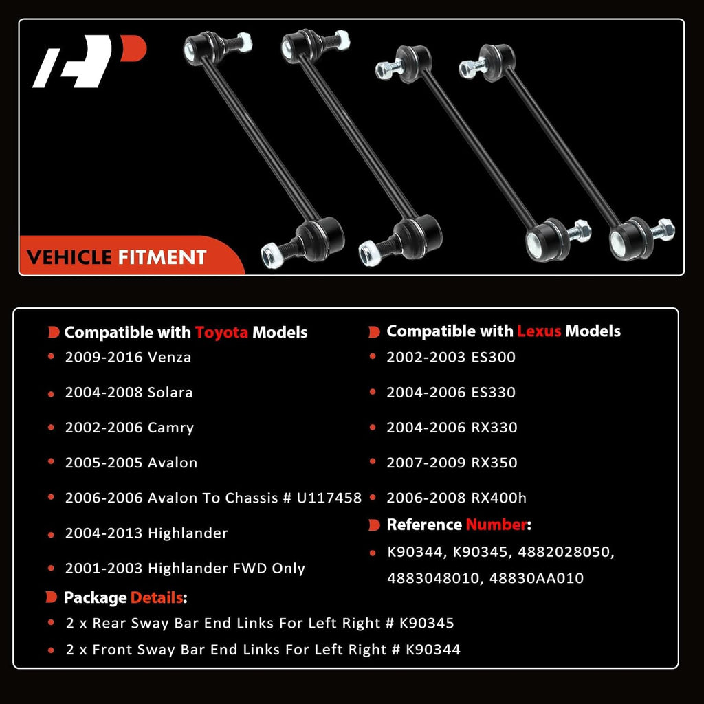 A-Premium Front & Rear Sway Bar Link Stabilizer Bar End Link Kit