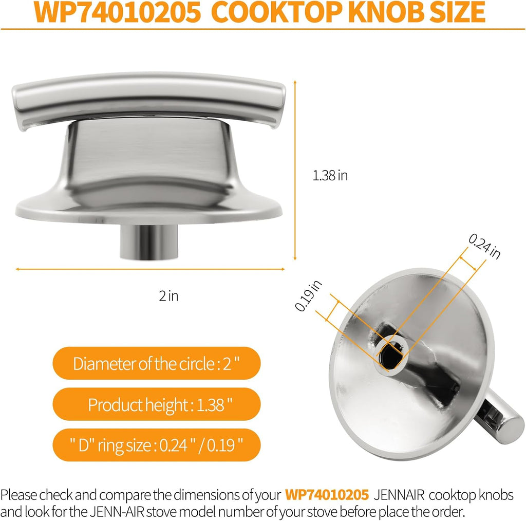 atgestore Upgraded 74010205 Stove Burner Knobs Replacement Parts for Jennair Maytag Range Control Knob WP74010205 JDR8895AAB JDR8895AAS JDR8895AAW Jenn Air Stove Top Downdraft Knob Cooktop Oven Knobs