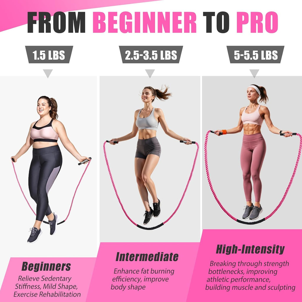 Jump Rope, Weighted Jump Rope for Women, Heavy Jump Ropes for Fitness, Home Gym Exercise Equipment, Adult Skipping