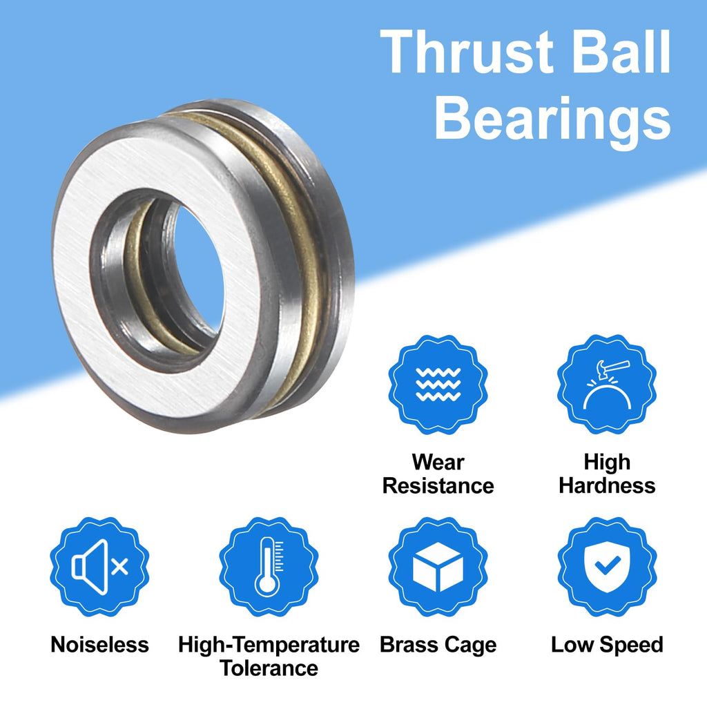 uxcell 10Pcs F5-10M Thrust Ball Bearings 5mm Bore 10mm OD 4mm Thick