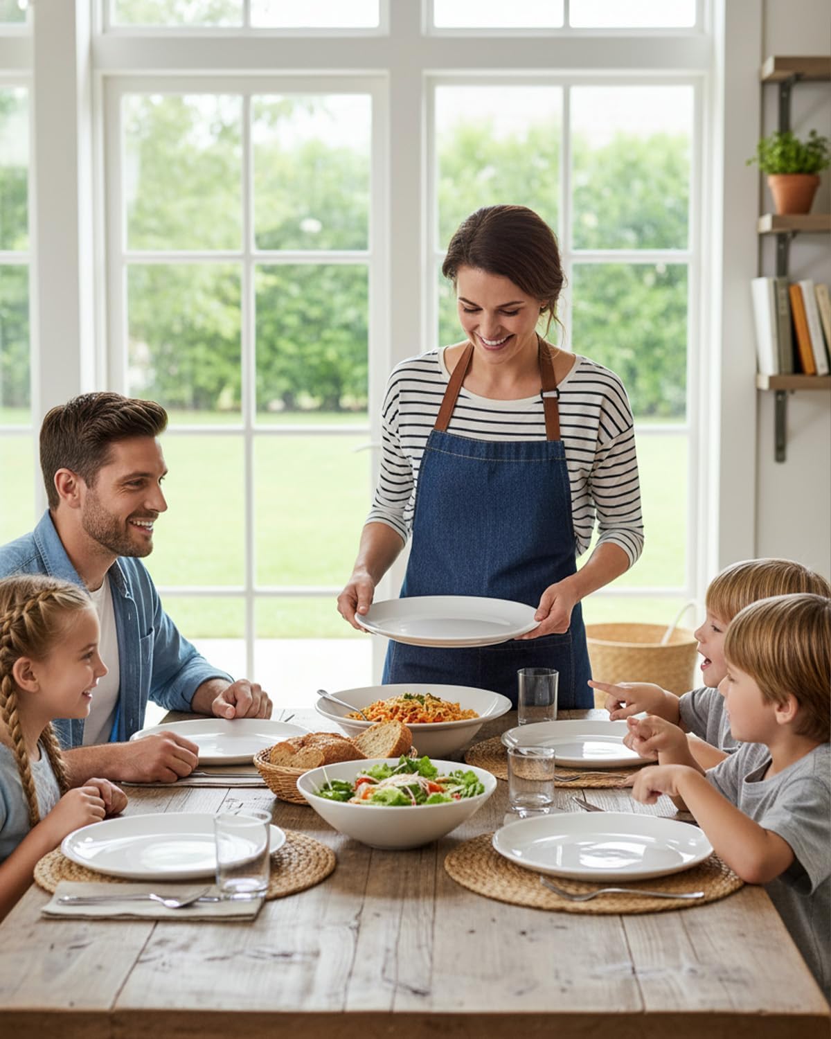 Melamine Plates,6 Pack Unbreakable White Dinner Plate for Steak, Buffet & Picnic, Lightweight Outdoor Serving Plates