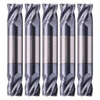 5Pcs 1/2" 4 Flute Solid Carbide Square End Mill - Double End - AlTiN Coated