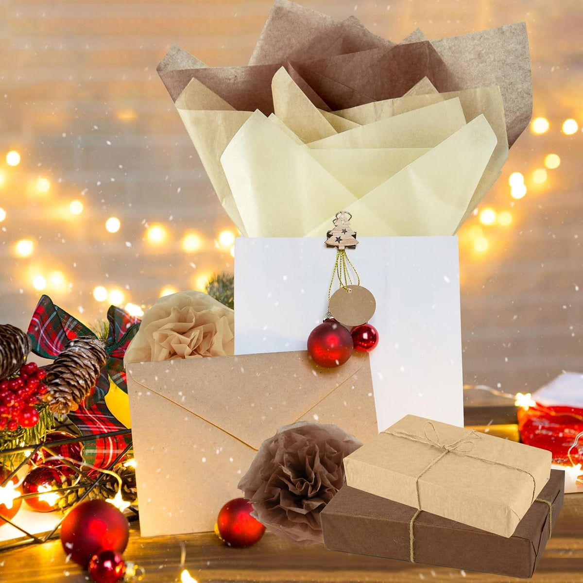 60 Sheets Assorted Brown Tissue Paper Set Gift Wrapping Paper