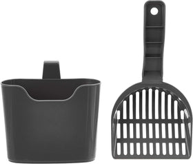 Durable Cat Litter Scoop with Holder, Hangs on Litter Box, Efficient Scooper