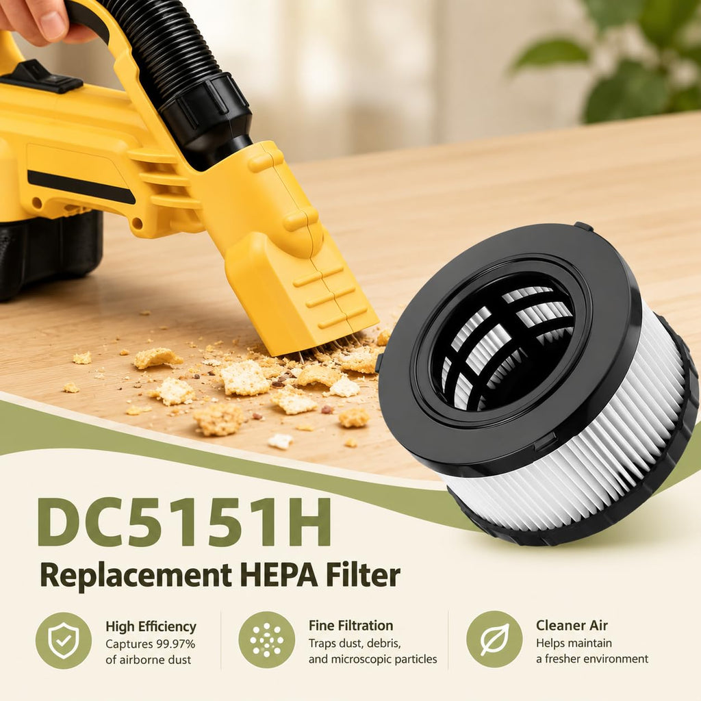 DC5151H HEPA Filter Compatible with DEWALT DC515 DCV517 DCV517B
