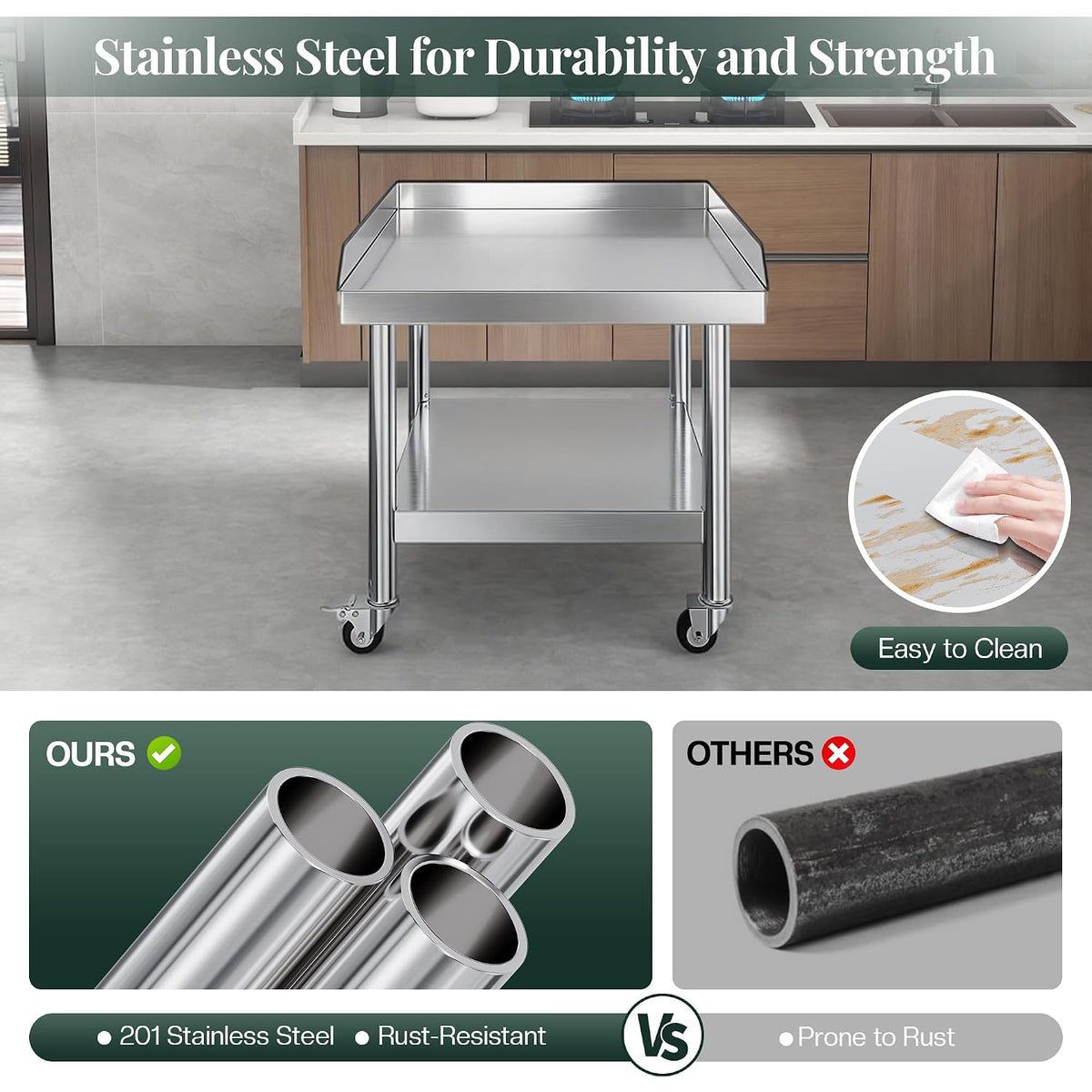 25-Inch Stainless Steel Equipment and Grill Stand