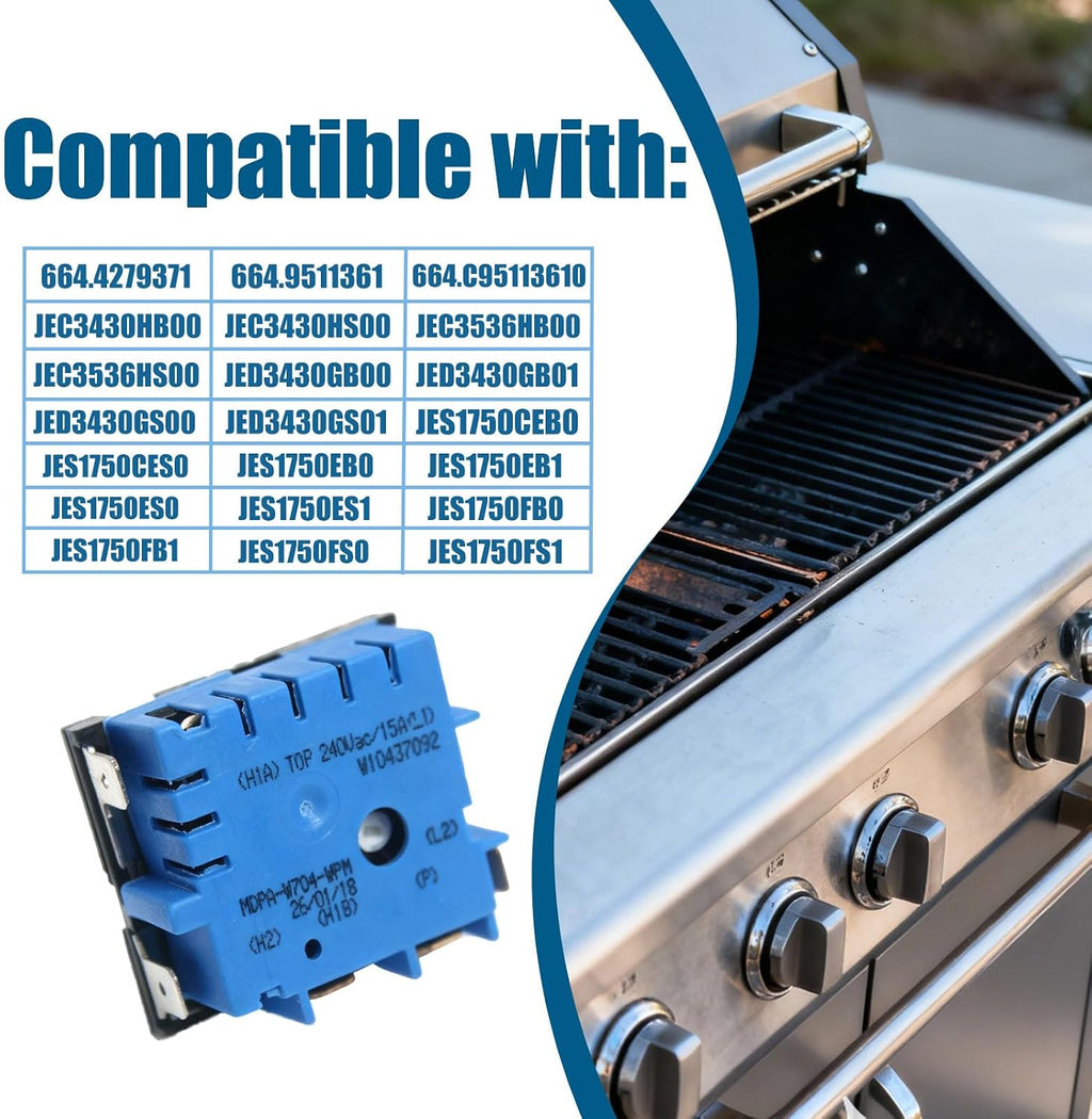 W10857622 W10437092 Upgraded Oven Range Infinite Switch Compatible With Whirlpool, Maytag, KitchenAid, Jenn-Air, Amana, Magic Chef, Admiral, Norge, Roper Replace AP5989899,4383881,PS11731368