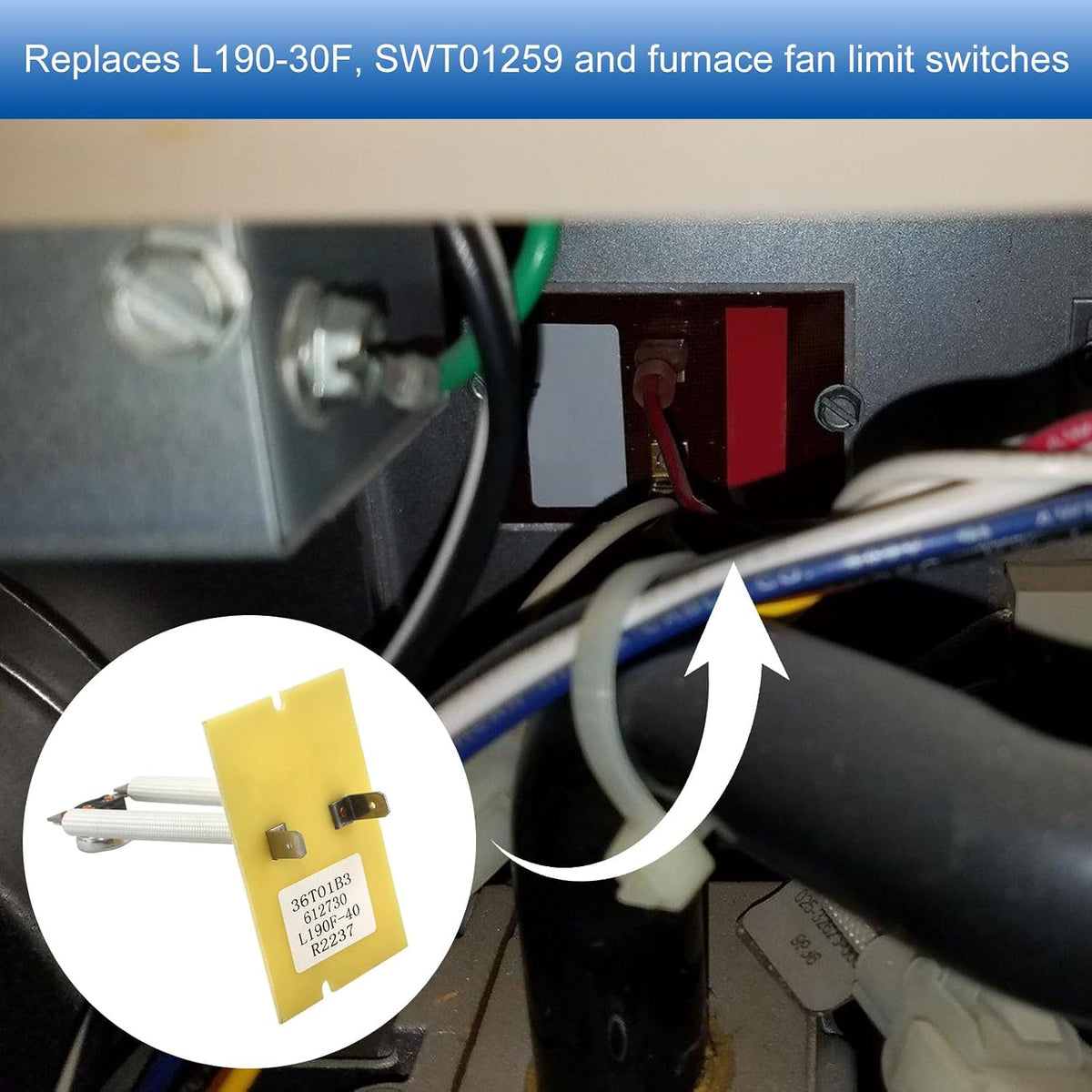 C340056P04 Furnace Limit Switch for 3" Trane,American Standard Furnace L190-30F SWT01259 Replacement Part