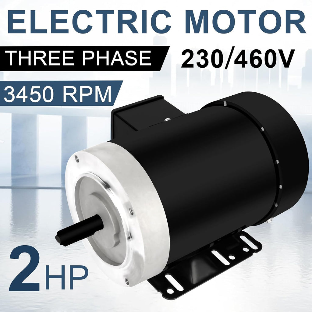 2HP General Electric Motor 3450RPM Three Phase CW/CCW TEFC 230V/460V