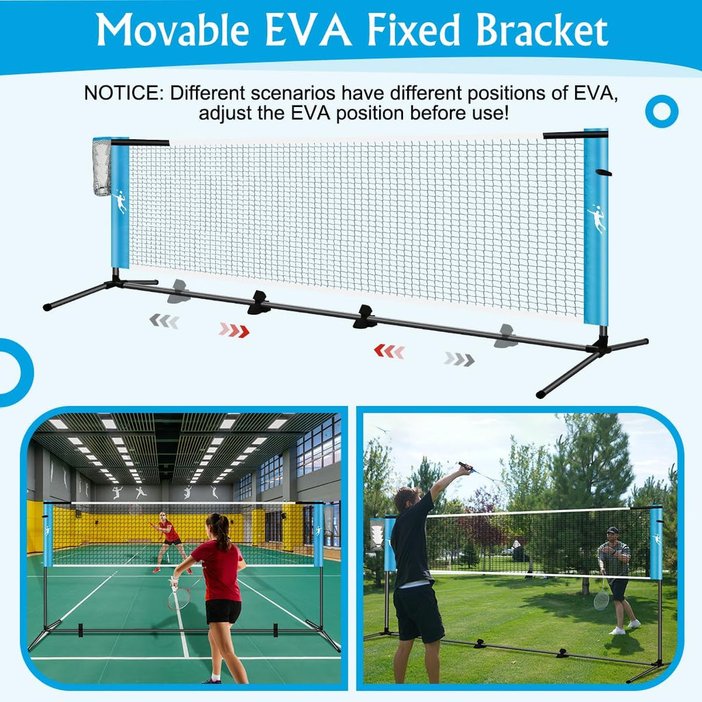 Pickleball Badminton Net Set for Backyards, All-in-One Portable Volleyball Combo Set with Adjustable Net, Volleyball