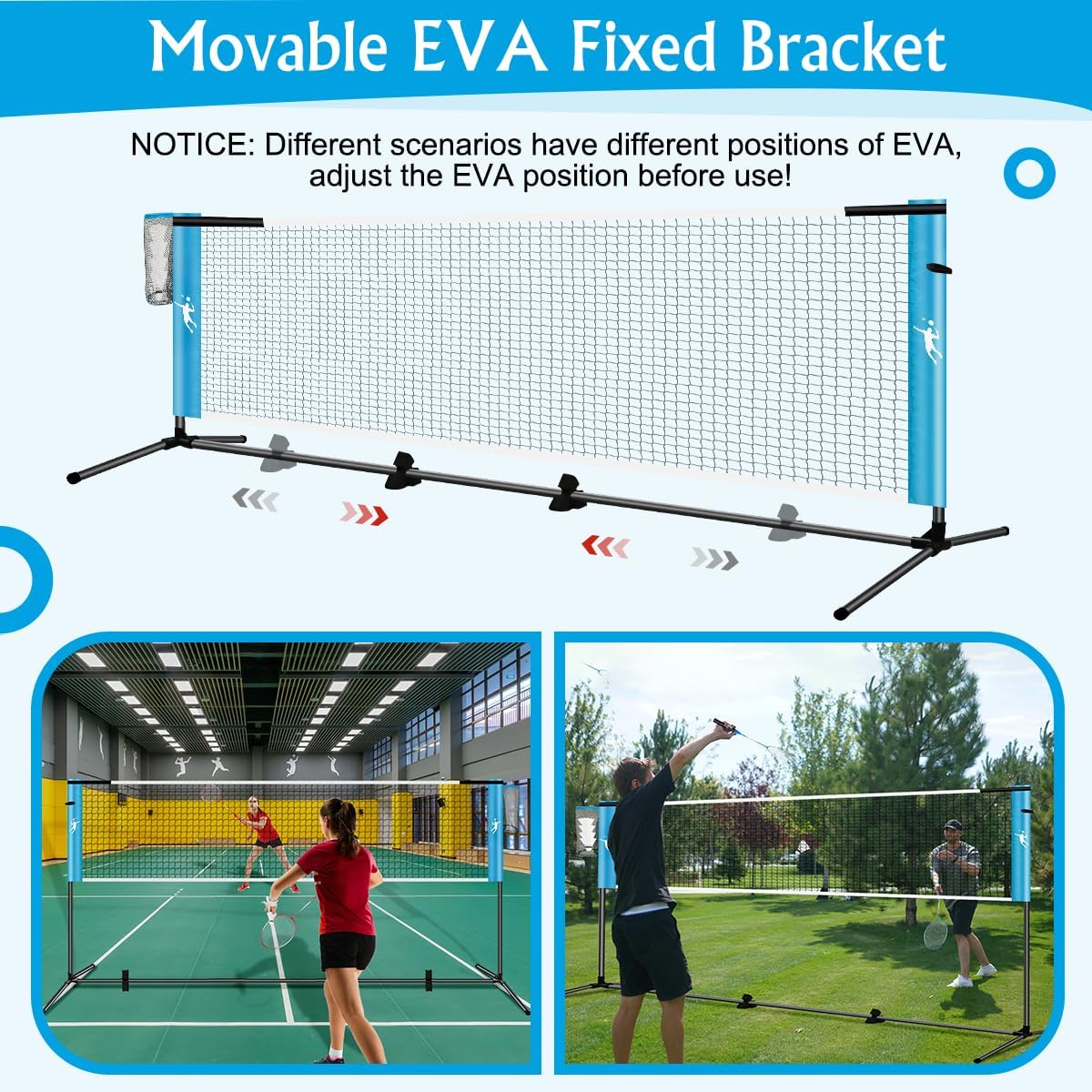 Pickleball Badminton Net Set for Backyards, All-in-One Portable Volleyball Combo Set with Adjustable Net, Volleyball