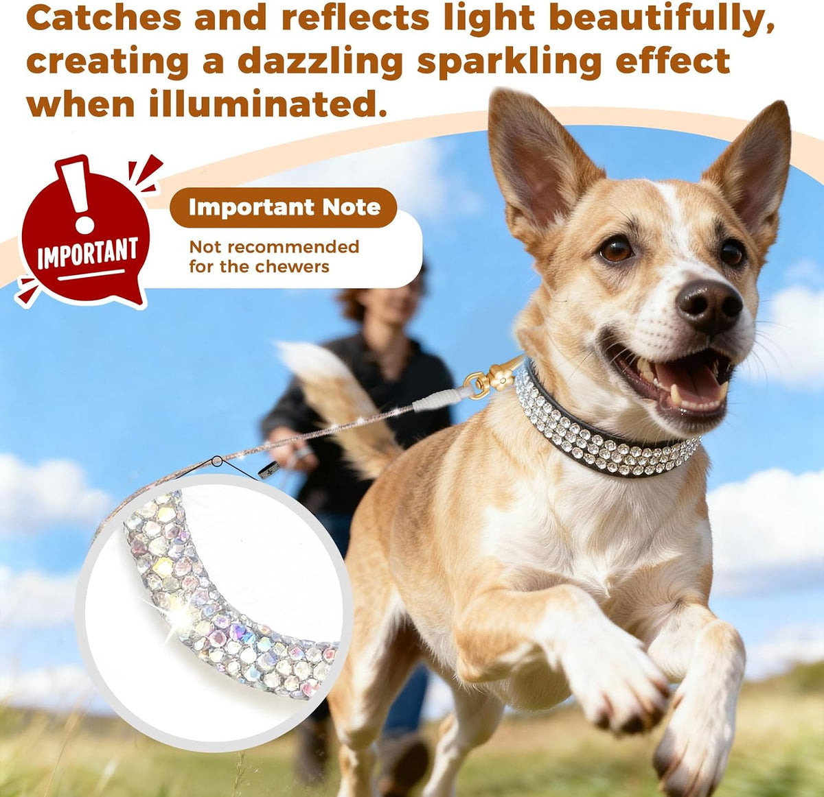43in Rhinestone Dog Leash for Wedding Daily Small and Medium Dogs