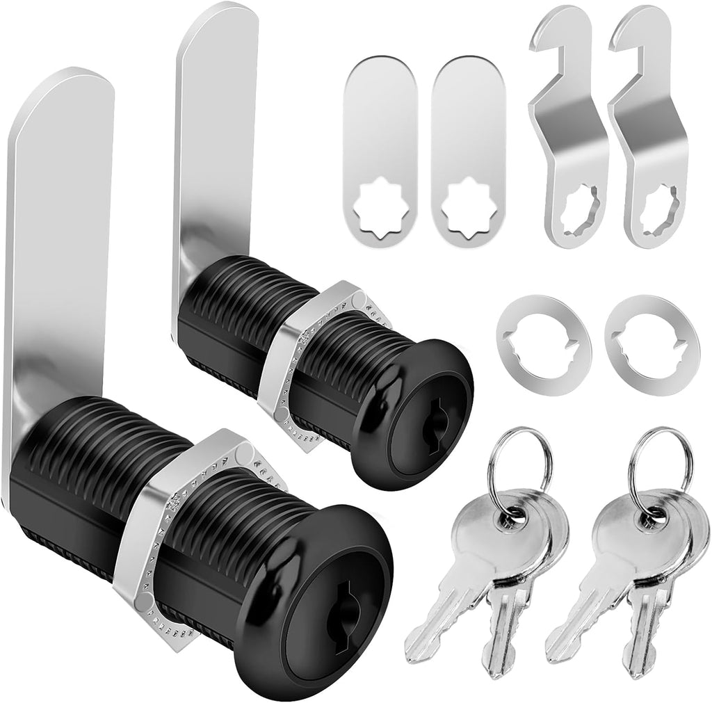 Cabinet Cam Lock Keyed Alike Black 1-1/2 Inch Cam Locks with Keys Secure Files Drawers RV Storage Locks Replacement