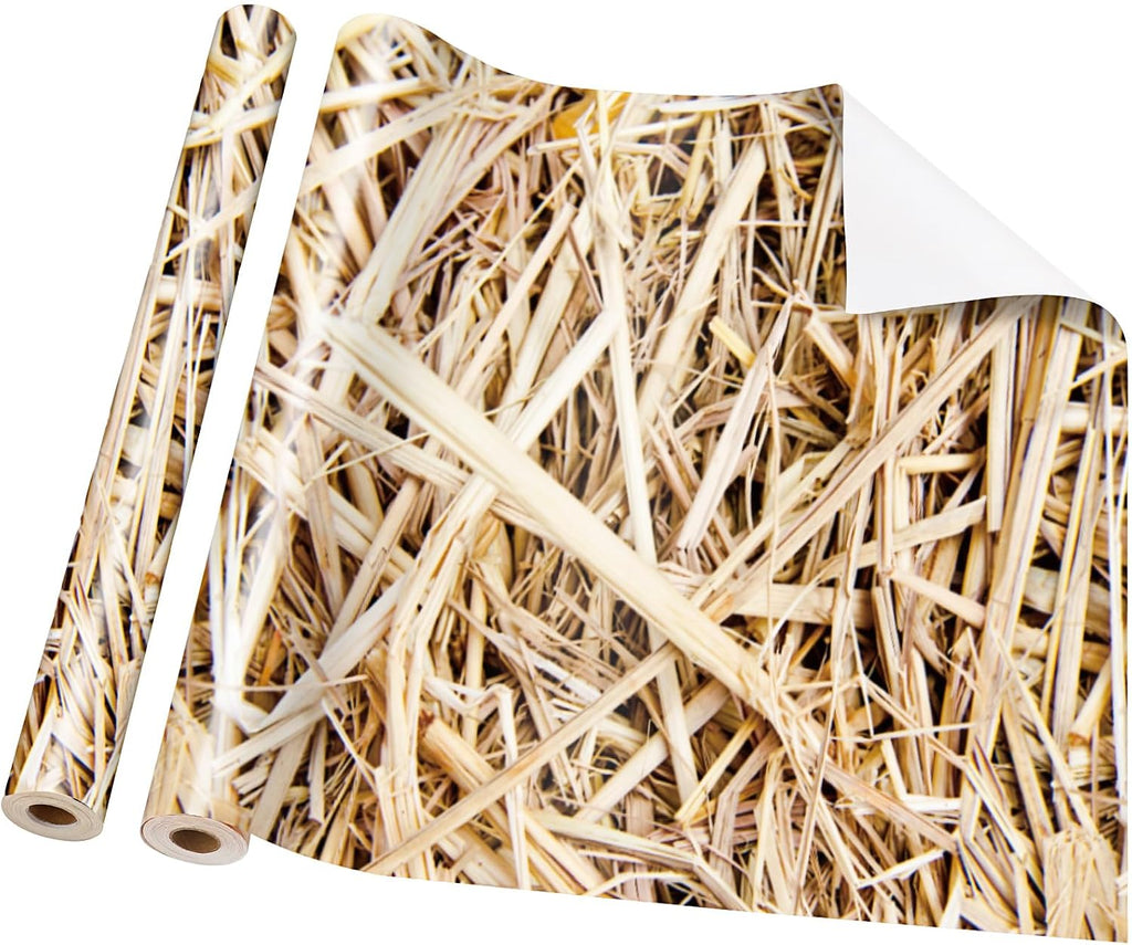 Straw Christmas Wrapping Paper Roll for Wall Decor, 24" x100ft