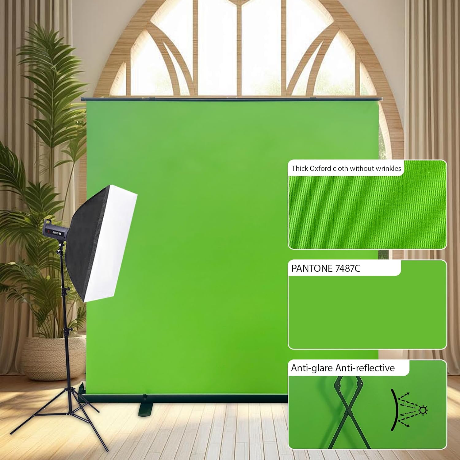 (78.7"x78.7"Large Fabric) Pop Up Green Screen Collapsible Chroma Key Backdrop,Portable Retractable Photo Background