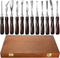 12 Pieces Wood Chisel Set, Woodworking Carving Tools with Wooden Box | CR-V Steel Edge Blade with Premium Wood