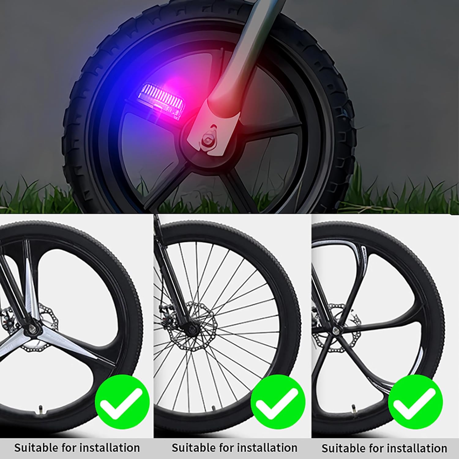Bike Wheel Lights Rechargeable(2pack), Bicycle Spoke Lights Weatherproof, Adults Kids Bike Lights for Wheels 7-Color