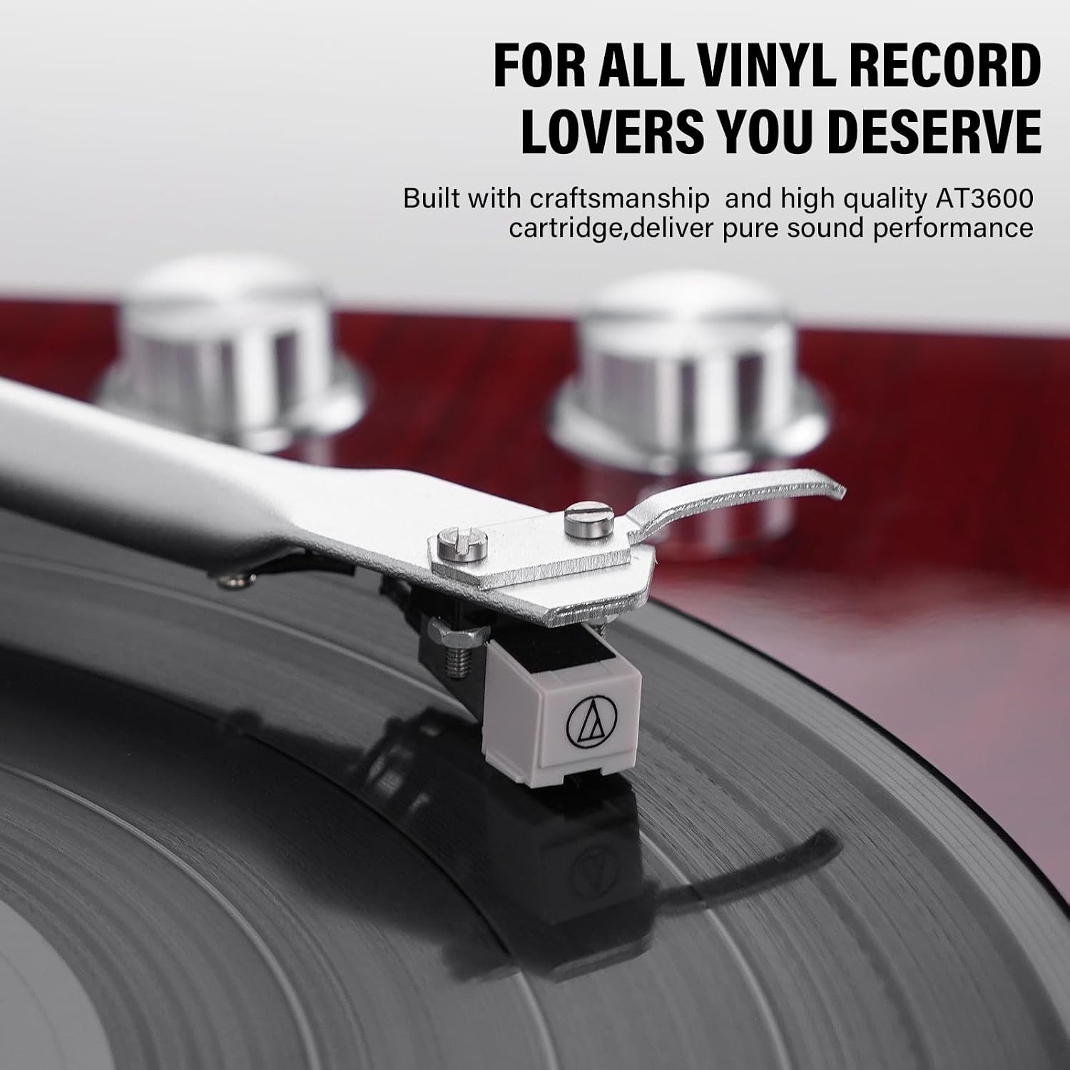 Belt Drive Turntable for Vinyl Record Player and Bluetooth Output(Red) | Built-in Phono Preamp,USB Digital