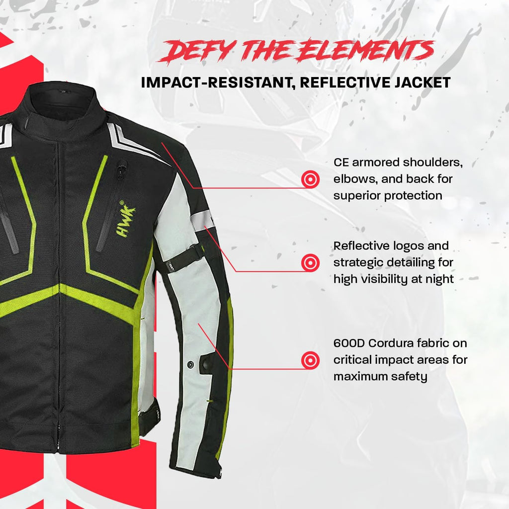 HWK Scorpion Motorcycle Jacket for Men & Women, Motorcycle Gear with Body Armor Foam Padding and Breathable Cordura