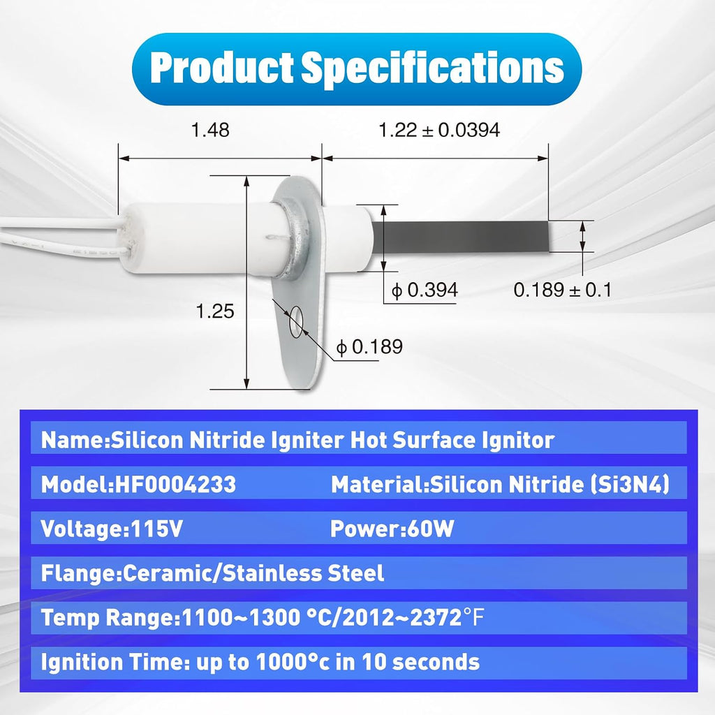 Hot Surface Igniter 115V 65W, Furnace Igniter Fit with Goodman Series, Heating Element Replacement, Hot Surface Heater Igniter