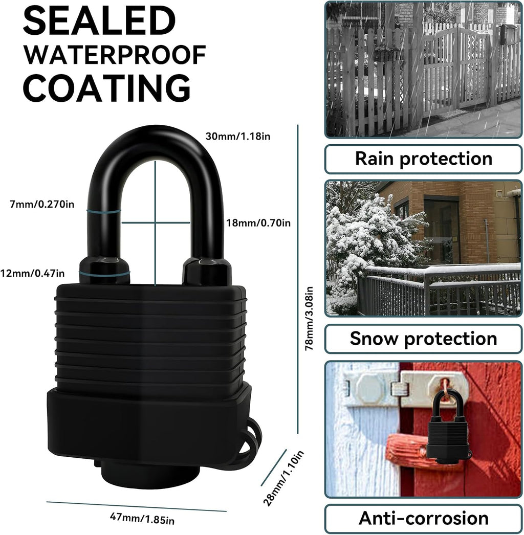 Heavy Duty Weather-Resistant Padlock with Chain, Anti-Theft Advanced Hardened Security Chain Lock for Fences