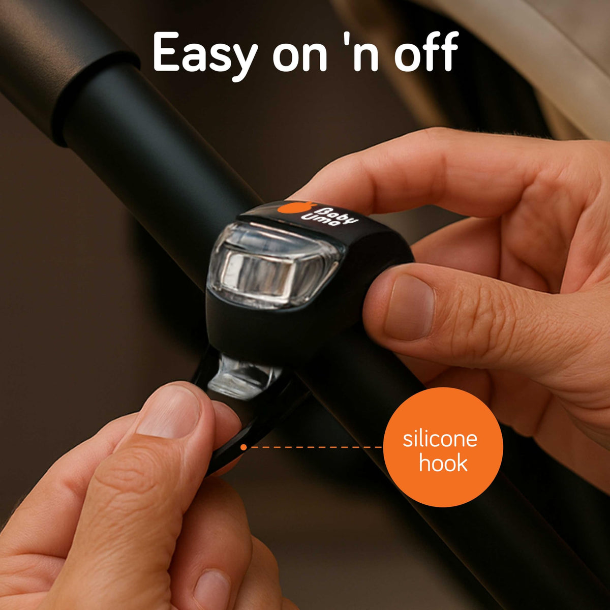 LED Stroller Lights (4-Pack) - Universal with 3 Light Modes (Constant/Pulse/Strobe), Buggy & Bike Lights Front and