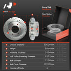 A-Premium 12.26 In (308mm) Rear Brake Rotors & Ceramic Pads Kit, 6-Pack