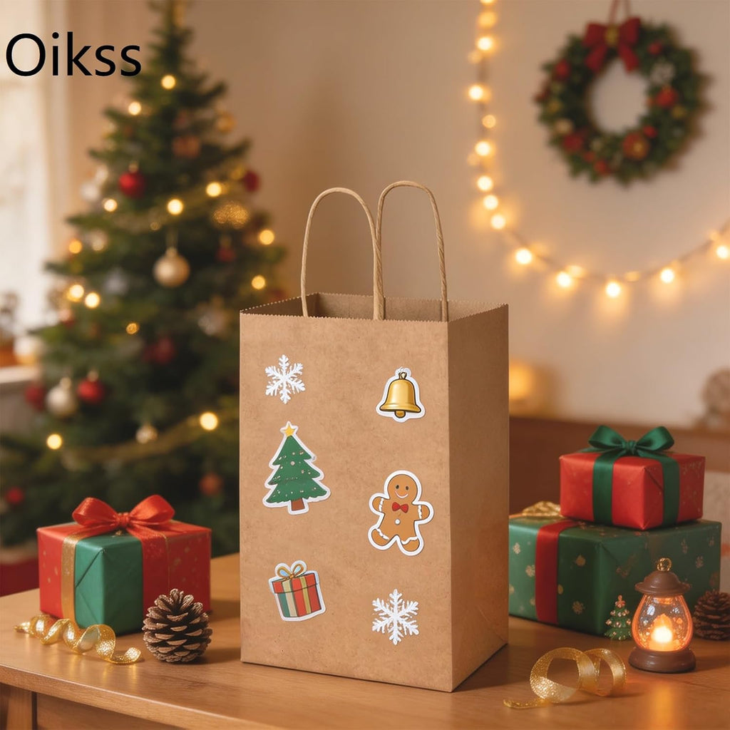 50 Pack 5.25x3.25x8.25 Inch Small Brown Gift Bags with Handles Bulk for Birthday Party Favors Grocery Retail Shopping